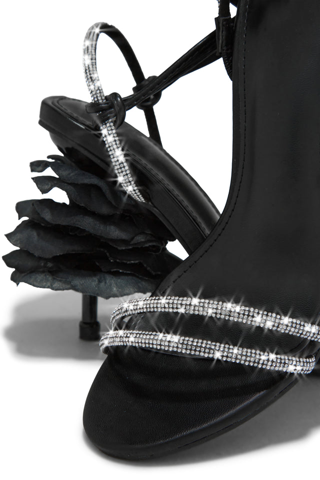 Load image into Gallery viewer, Alessia Lace Up Embellished Heels - Black
