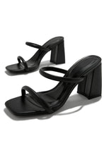 Load image into Gallery viewer, Yesenia Block Mid Heel Mules - Black