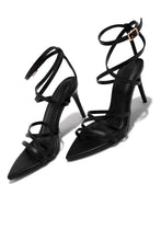 Load image into Gallery viewer, Polished Nights Strappy Mid Heels - Black