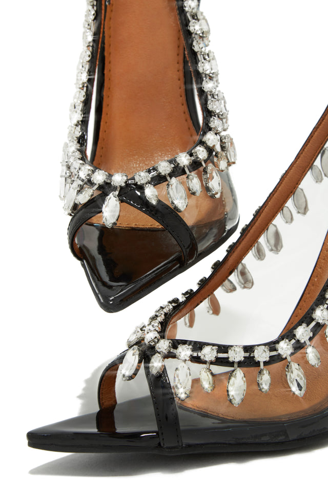 Load image into Gallery viewer, Under The Stars Embellished Slingback Pumps - Black