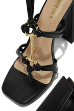 Load image into Gallery viewer, Stepping Out Lace Up Block Heels - Black