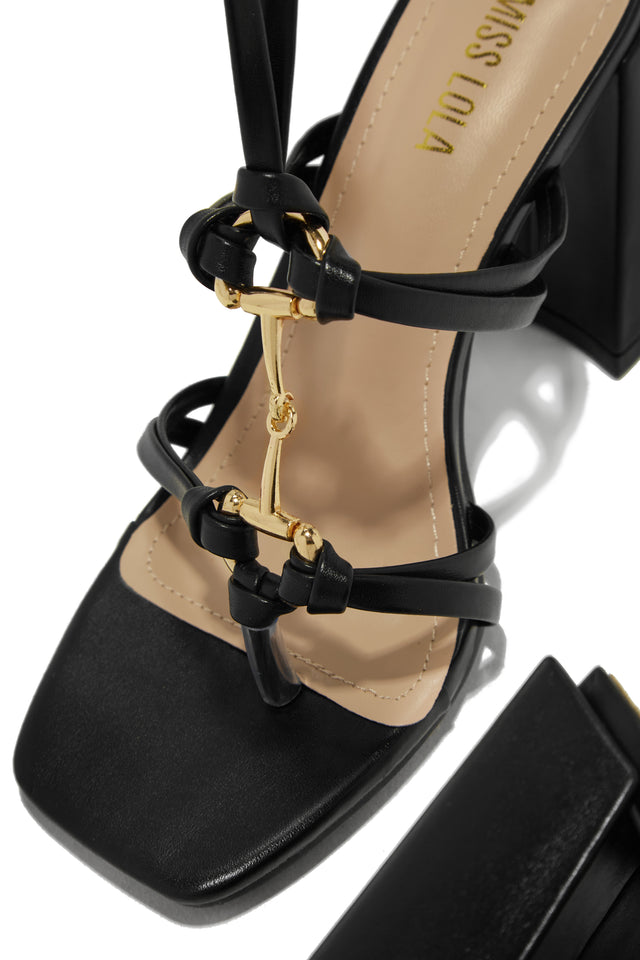 Load image into Gallery viewer, Stepping Out Lace Up Block Heels - Black