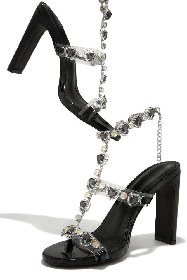 Load image into Gallery viewer, Black Rhinestone Heels