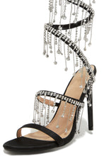 Load image into Gallery viewer, Black Rhinestone Heels