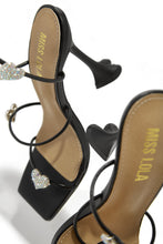 Load image into Gallery viewer, About Love Embellished Lace Up High Heels - Black
