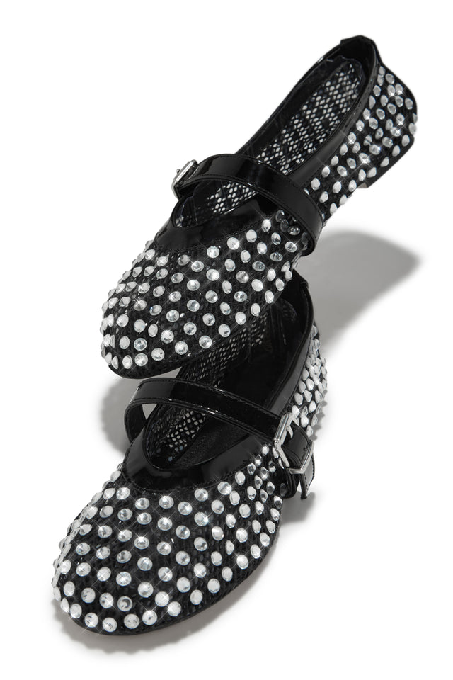 Load image into Gallery viewer, Marlie Embellished Mesh Flats - Black