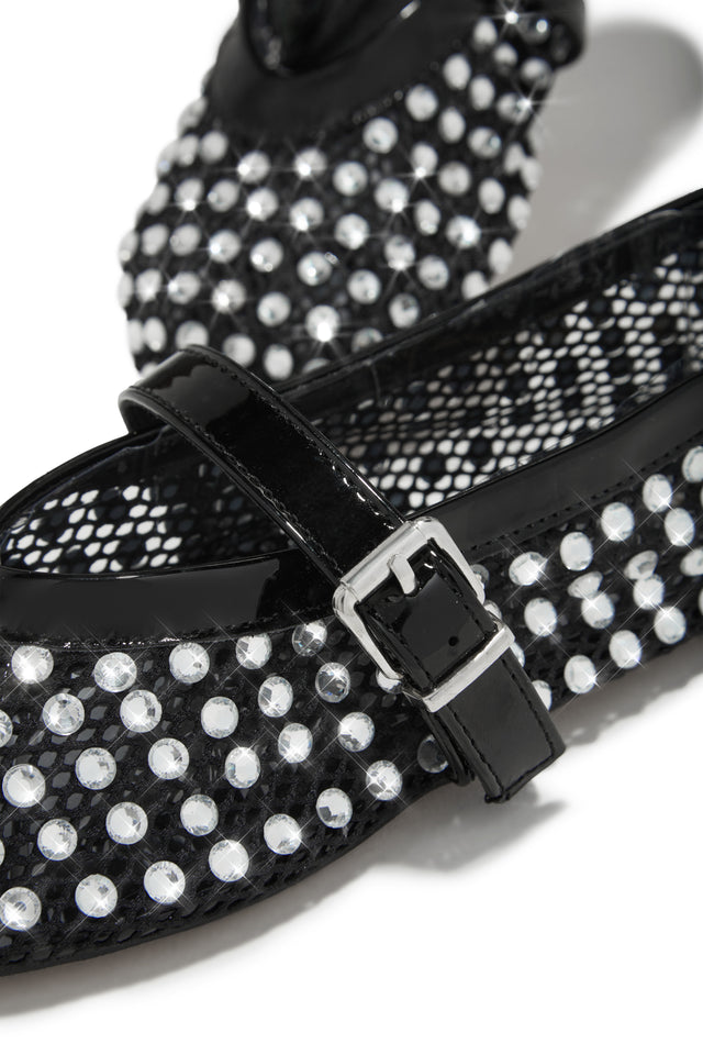 Load image into Gallery viewer, Marlie Embellished Mesh Flats - Black