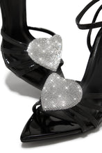 Load image into Gallery viewer, Black Strappy Open Pointed Toe Heels with Embellished Detailing