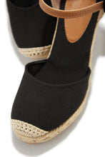Load image into Gallery viewer, Black Espadrille Wedges