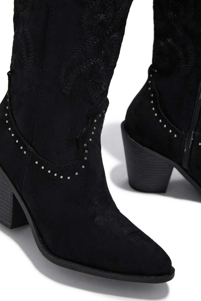 Load image into Gallery viewer, Festival Season Cowgirl Boots - Black Suede