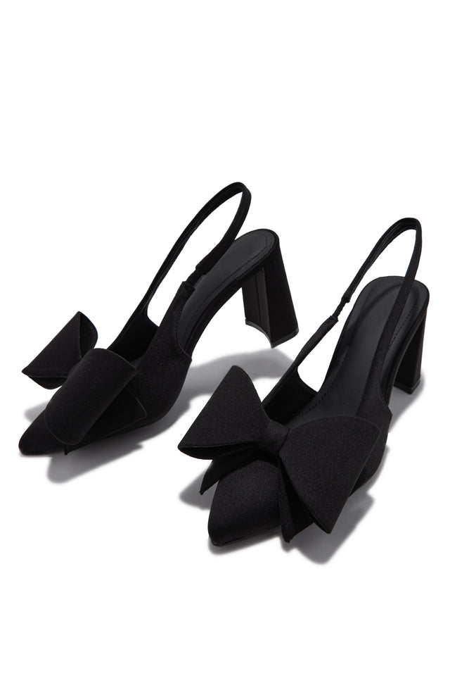 Load image into Gallery viewer, Tiffany Slingback Bow Pumps - Black