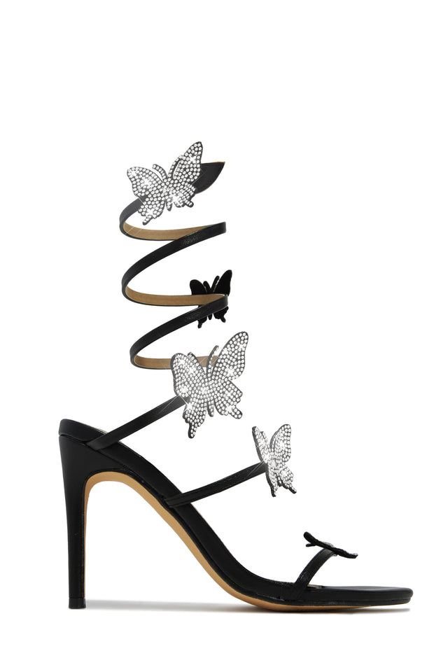 Load image into Gallery viewer, Black Single Sole Heels with Embellished Butterflies