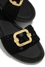 Load image into Gallery viewer, Black Sandals with Gold-Tone Hardware and Woven Strap

