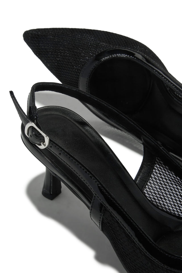 Load image into Gallery viewer, Chloey Slingback Mid Heel Pumps - Black