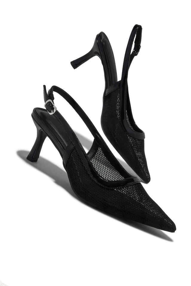 Load image into Gallery viewer, Chloey Slingback Mid Heel Pumps - Black