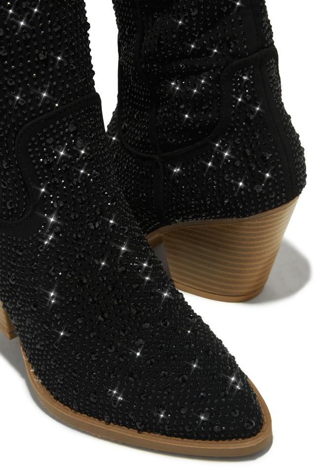 Load image into Gallery viewer, Nights In Nashville Embellished Cowgirl Boots - Black