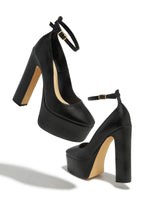 Load image into Gallery viewer, Annabelle Platform Block Heels - Black
