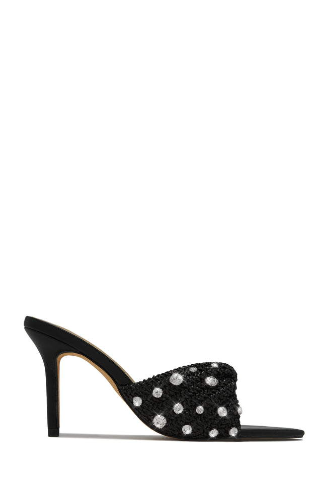 Load image into Gallery viewer, Black Embellished Single Sole Mule Heels