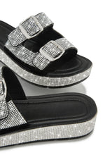 Load image into Gallery viewer, Maldives Island Embellished Platform Slip On Sandals - Black
