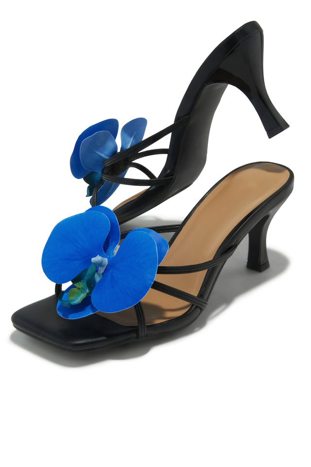 Load image into Gallery viewer, Malia Floral Mid Heel Mules - Black