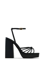 Load image into Gallery viewer, Black Platform Block Heels with Open Square Toe
