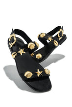Load image into Gallery viewer, Sea Shore Flat Sandals - Black