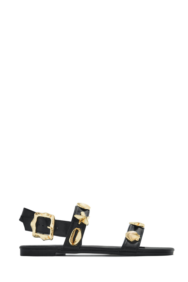 Load image into Gallery viewer, Sea Shore Flat Sandals - Black