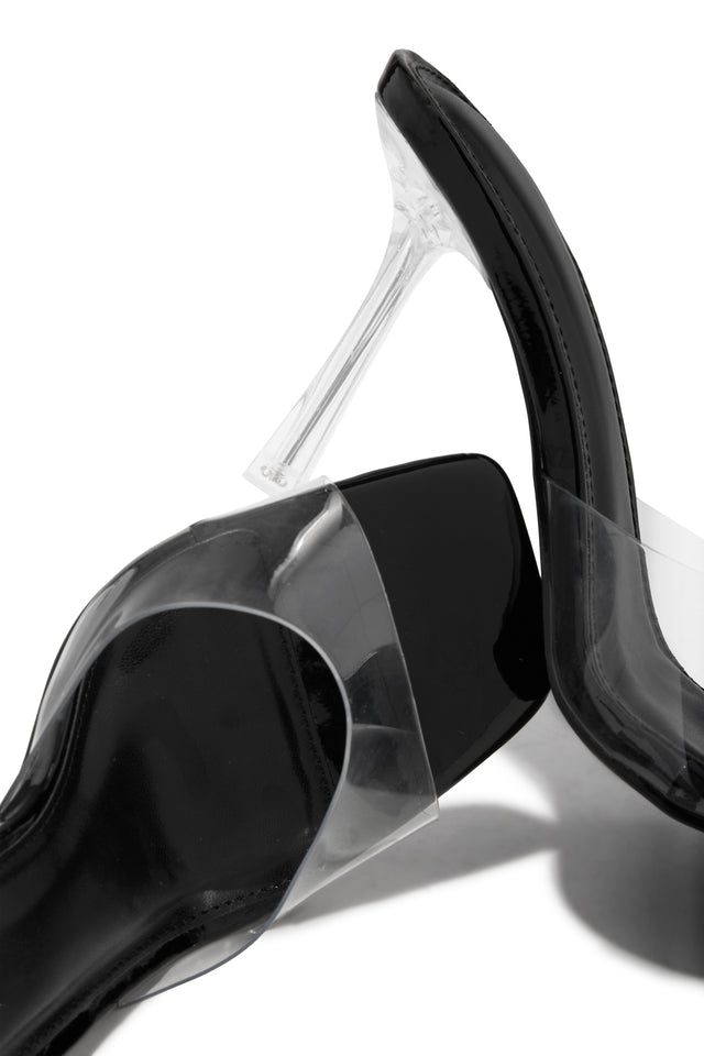 Load image into Gallery viewer, Kendal Clear Strap Mid Heel Mules - Black