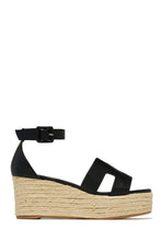 Load image into Gallery viewer, Weekend Cruise Espadrille Platform Sandals - Black