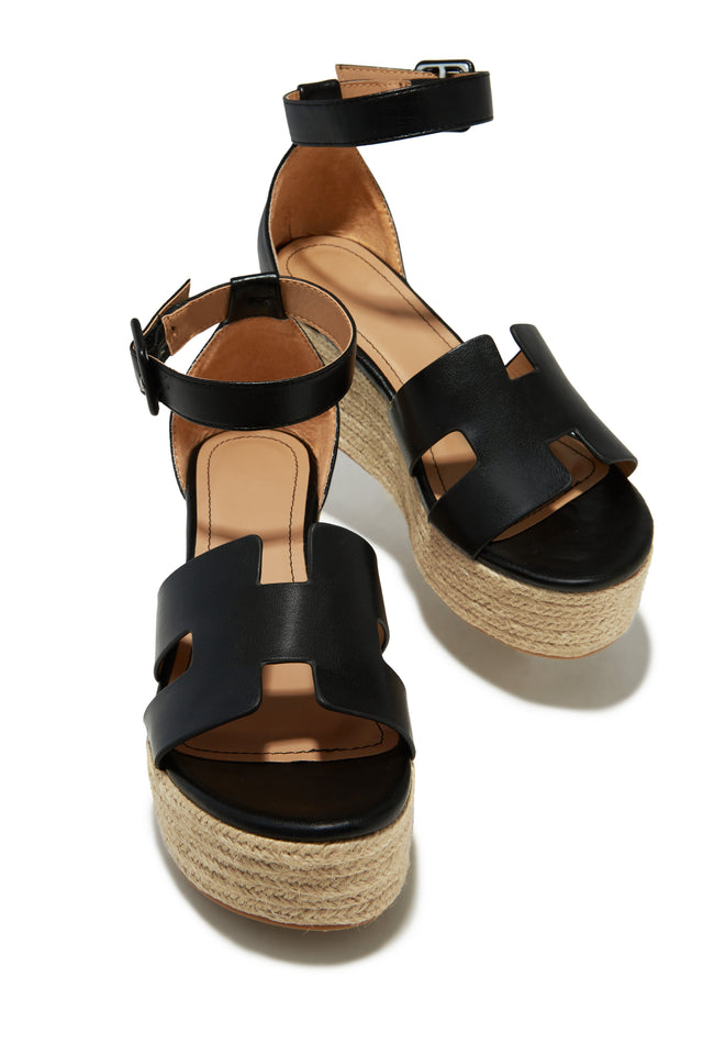 Load image into Gallery viewer, Weekend Cruise Espadrille Platform Sandals - Black