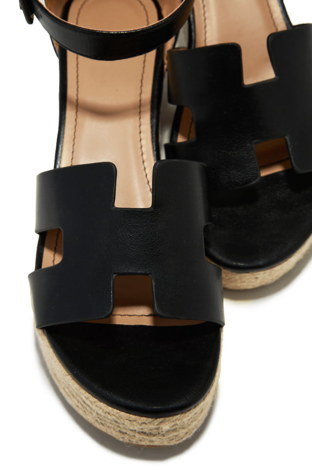 Load image into Gallery viewer, Weekend Cruise Espadrille Platform Sandals - Black