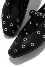 Load image into Gallery viewer, Black Flats with Silver-Tone Hardware