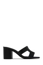 Load image into Gallery viewer, Black Block Heel Open Toe Mules