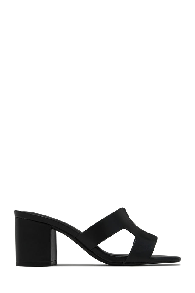 Load image into Gallery viewer, Black Block Heel Open Toe Mules