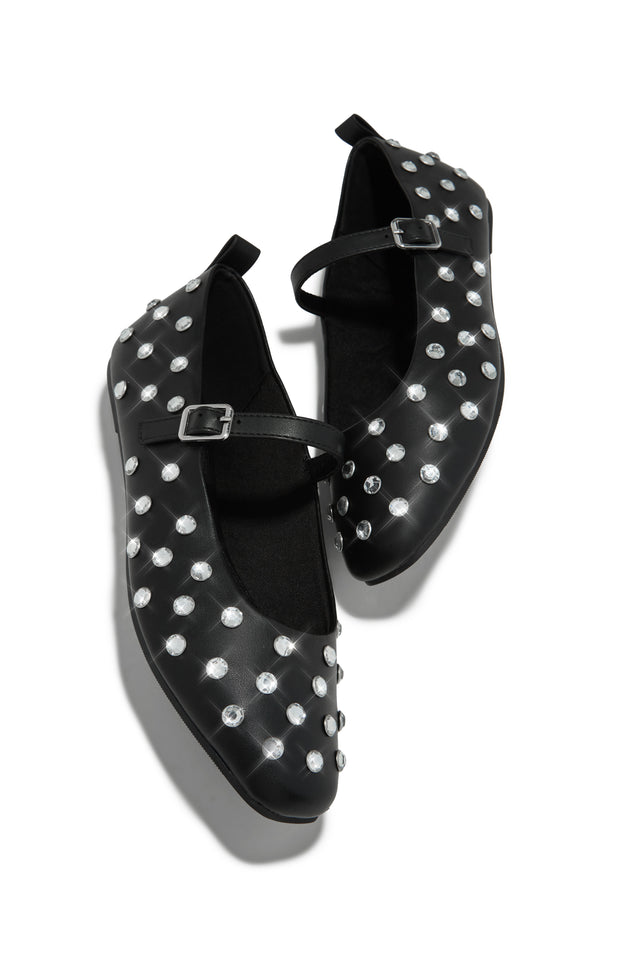Load image into Gallery viewer, Black Closed Toe Embellished Flats