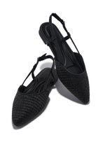 Load image into Gallery viewer, Serena Pointed Toe Slingback Flats - Black