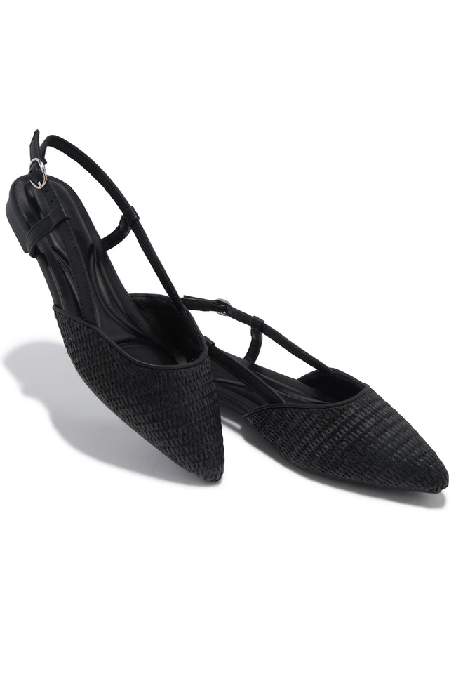 Load image into Gallery viewer, Serena Pointed Toe Slingback Flats - Black