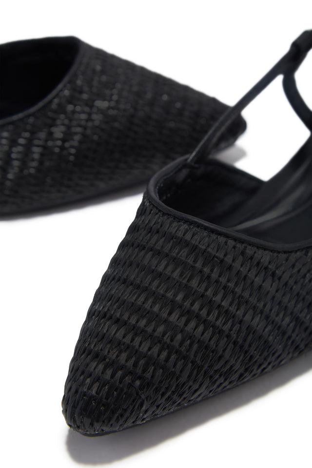 Load image into Gallery viewer, Serena Pointed Toe Slingback Flats - Black