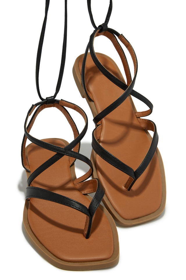 Load image into Gallery viewer, Black Lace-up Sandals