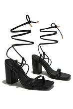 Load image into Gallery viewer, Aria Lace Up Block Heels - Black