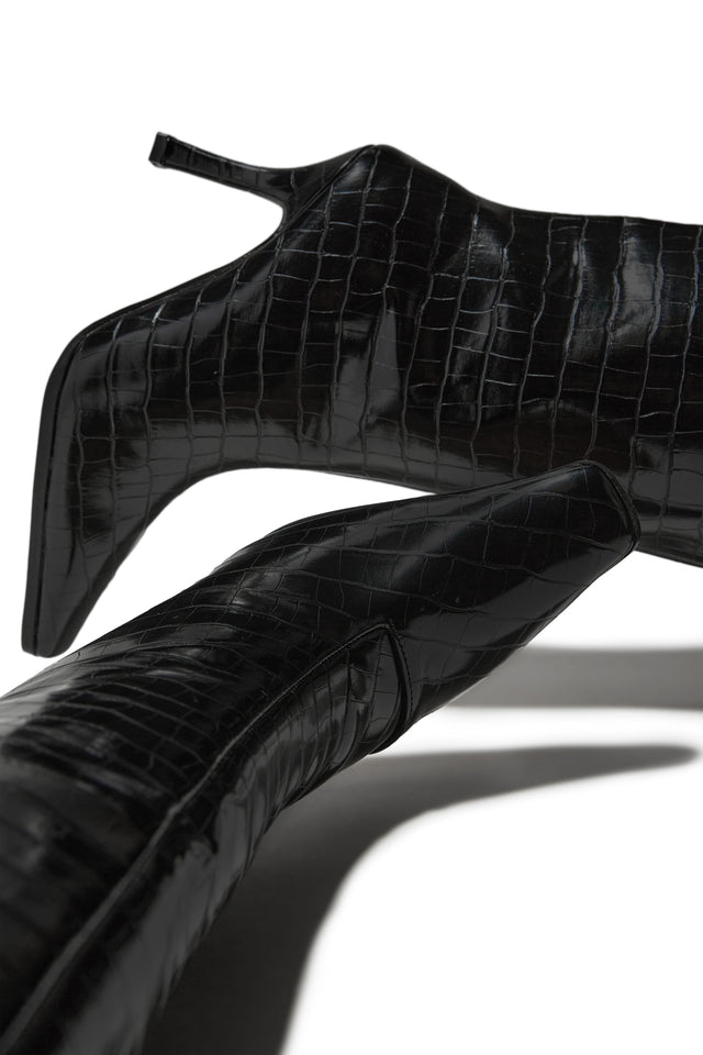 Load image into Gallery viewer, Kianza Heel Boots - Croc Black