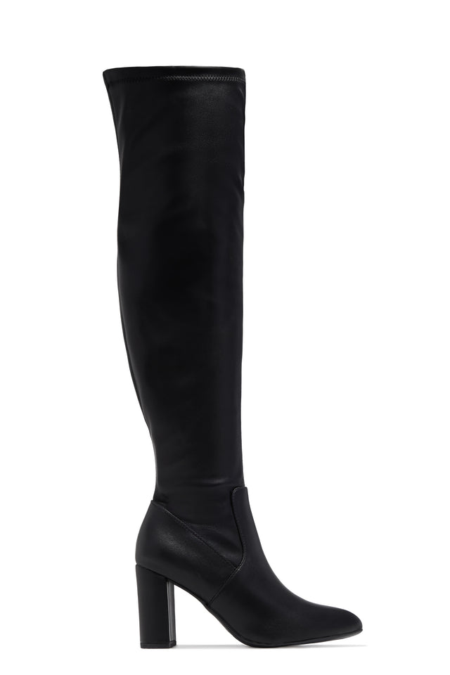 Load image into Gallery viewer, Adeline Chunky Heel Over The Knee Boots - Black