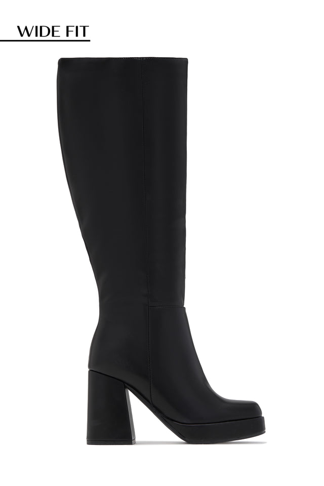 Load image into Gallery viewer, Hudson Wide Fit Platform Block Heel Boots - Black