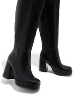 Load image into Gallery viewer, Hudson Wide Fit Platform Block Heel Boots - Black
