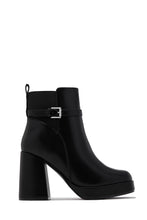 Load image into Gallery viewer, Noelle Platform Block Heel Ankle Boots – Black