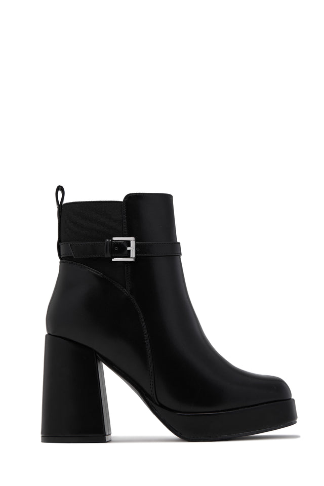 Load image into Gallery viewer, Noelle Platform Block Heel Ankle Boots – Black