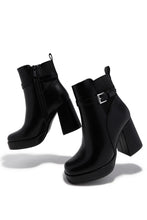 Load image into Gallery viewer, Noelle Platform Block Heel Ankle Boots – Black