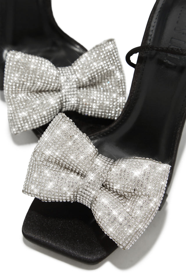 Load image into Gallery viewer, Ciela Lace Up Embellished Bow Heels - Black