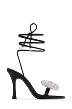 Load image into Gallery viewer, Ciela Lace Up Embellished Bow Heels - Black