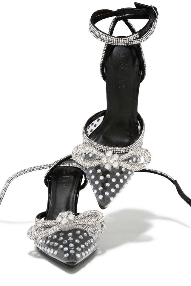 Load image into Gallery viewer, Elina Embellished Ankle Strap Pumps - Black